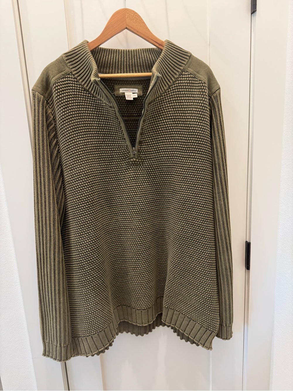 Carbon to Cobalt Men’s  Olive Green Half-Zip Knit Sweater XXL
